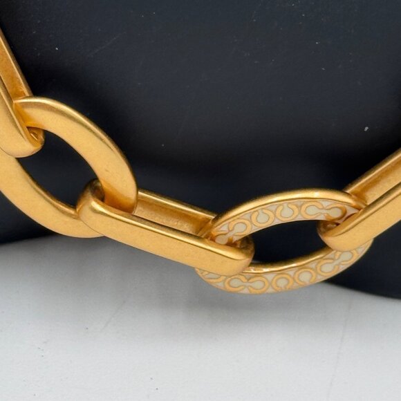 Coach Chunky Chain Satin finish and Monogram links 18” bright woman’s necklace - Picture 4 of 10